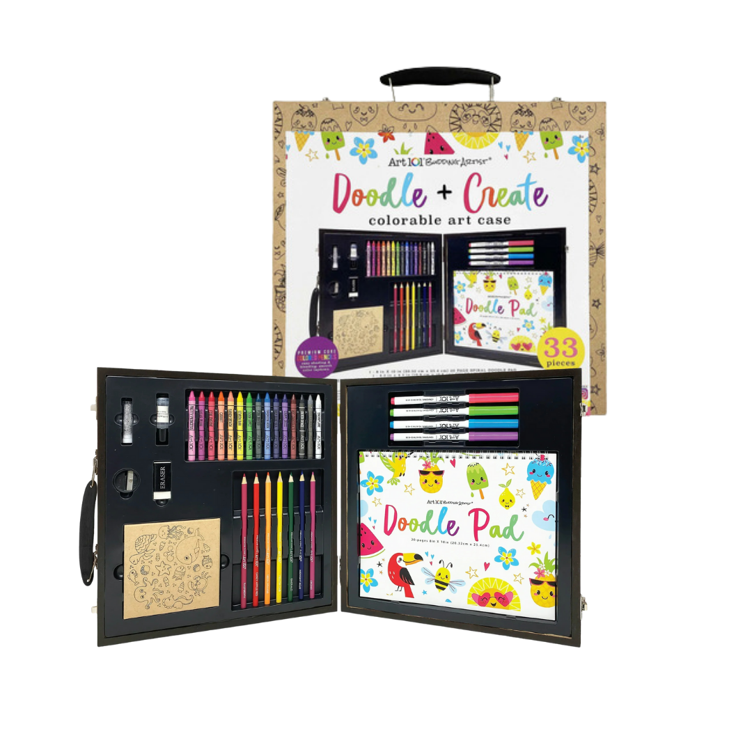 Art 101 Budding Artist Doodle + Create Colorable Art Case (33 Pcs)