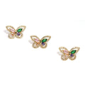 Colorful CZ Butterfly Stud Earrings, Sku#LD389