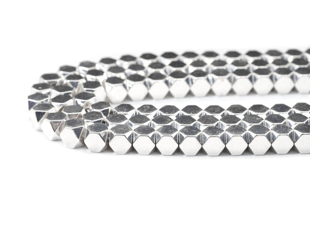 Bright Silver Hematite Cube beads, 4mm/6mm, sku#S148