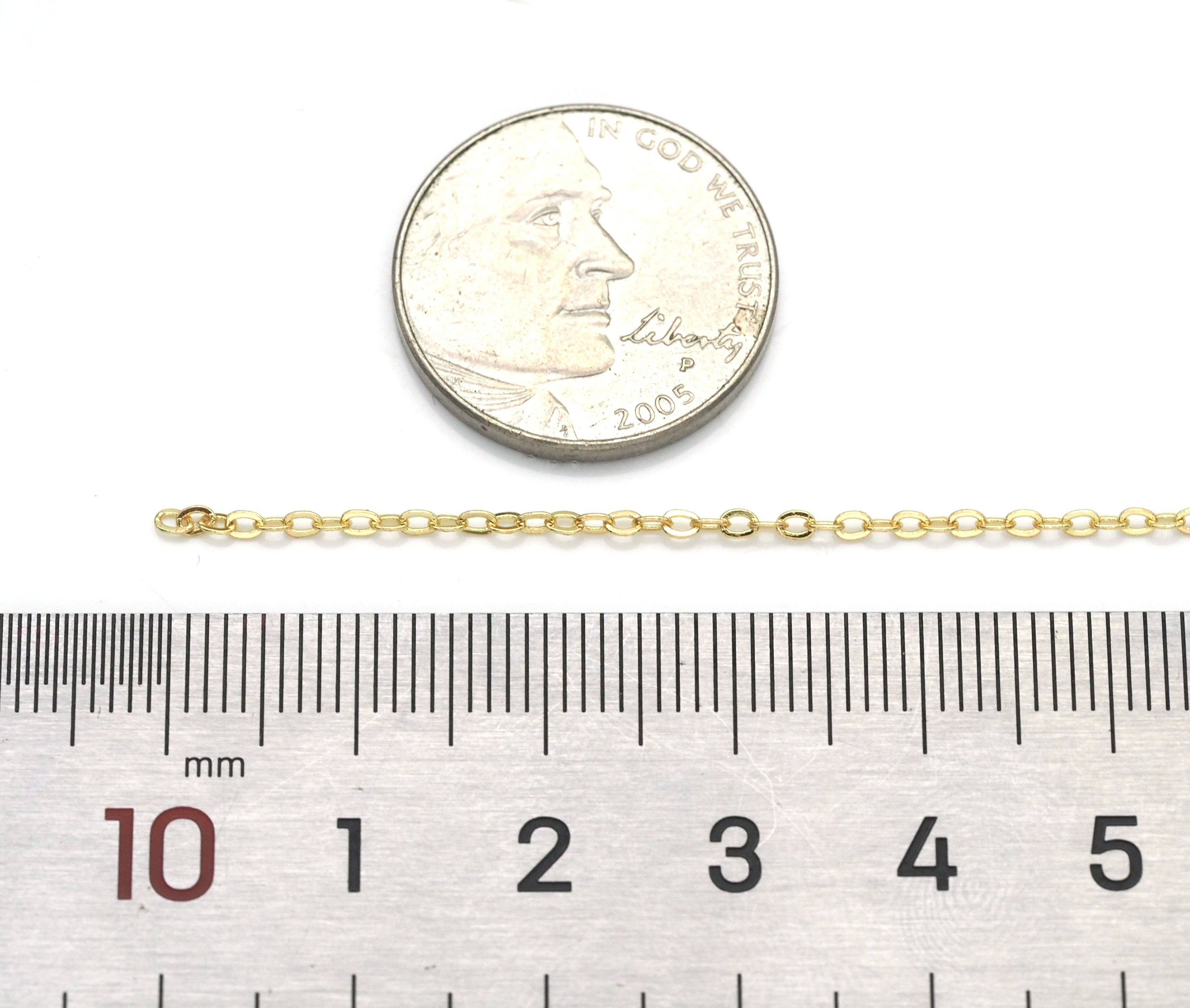 Dainty Oval Rolo link Gold unfinished chain by yard,sku# LX164