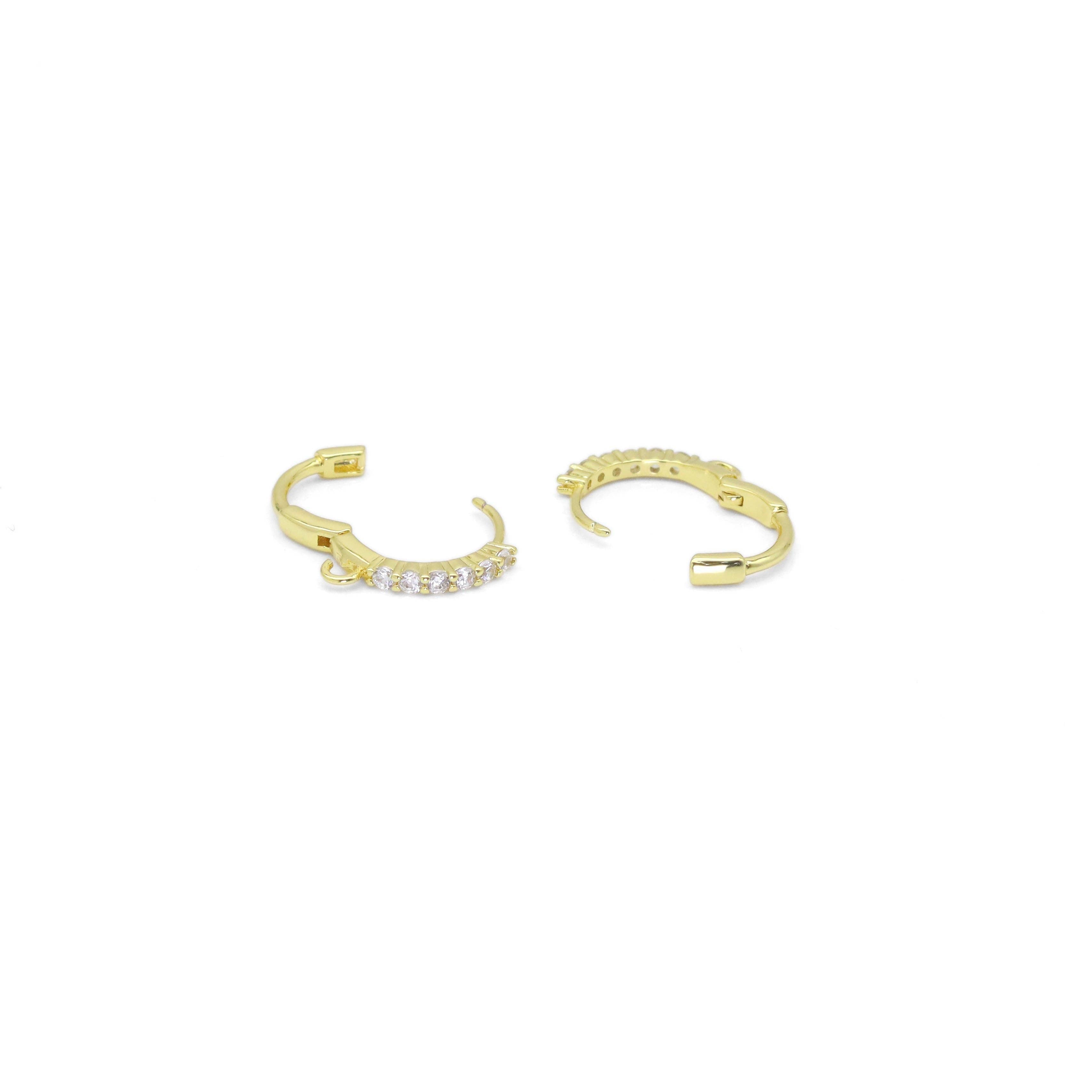 Thin CZ Gold Round Ring Frame Hoop Earrings, Sku#ZX182