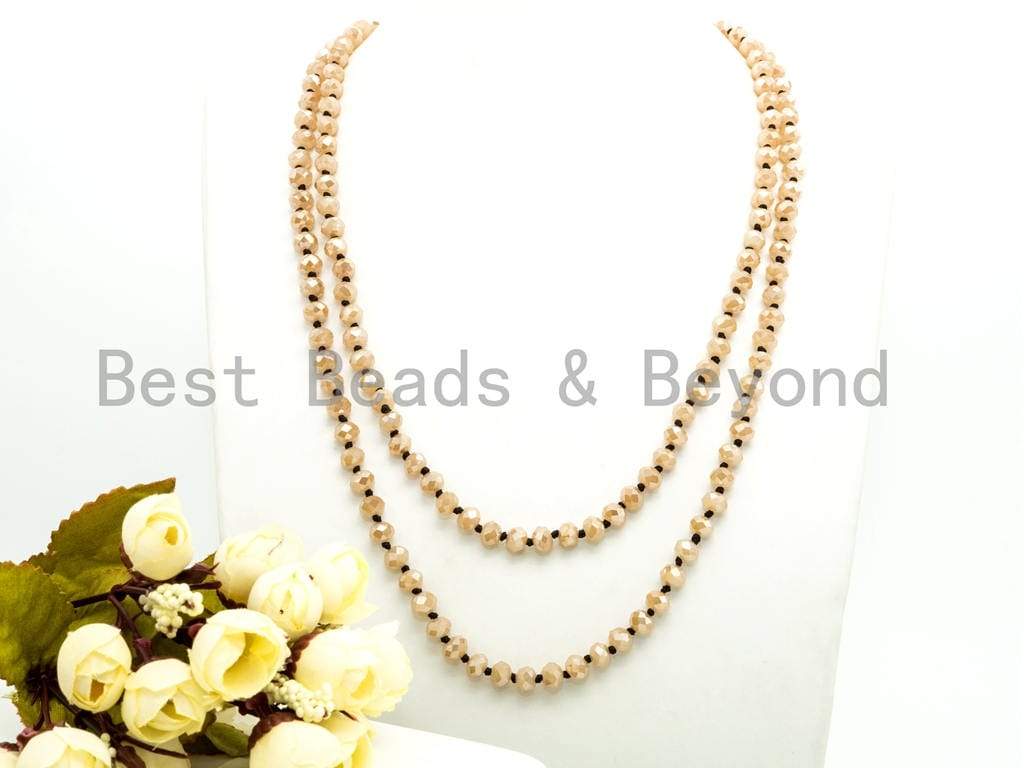 60 Extra Long Knotted Crystal Necklace