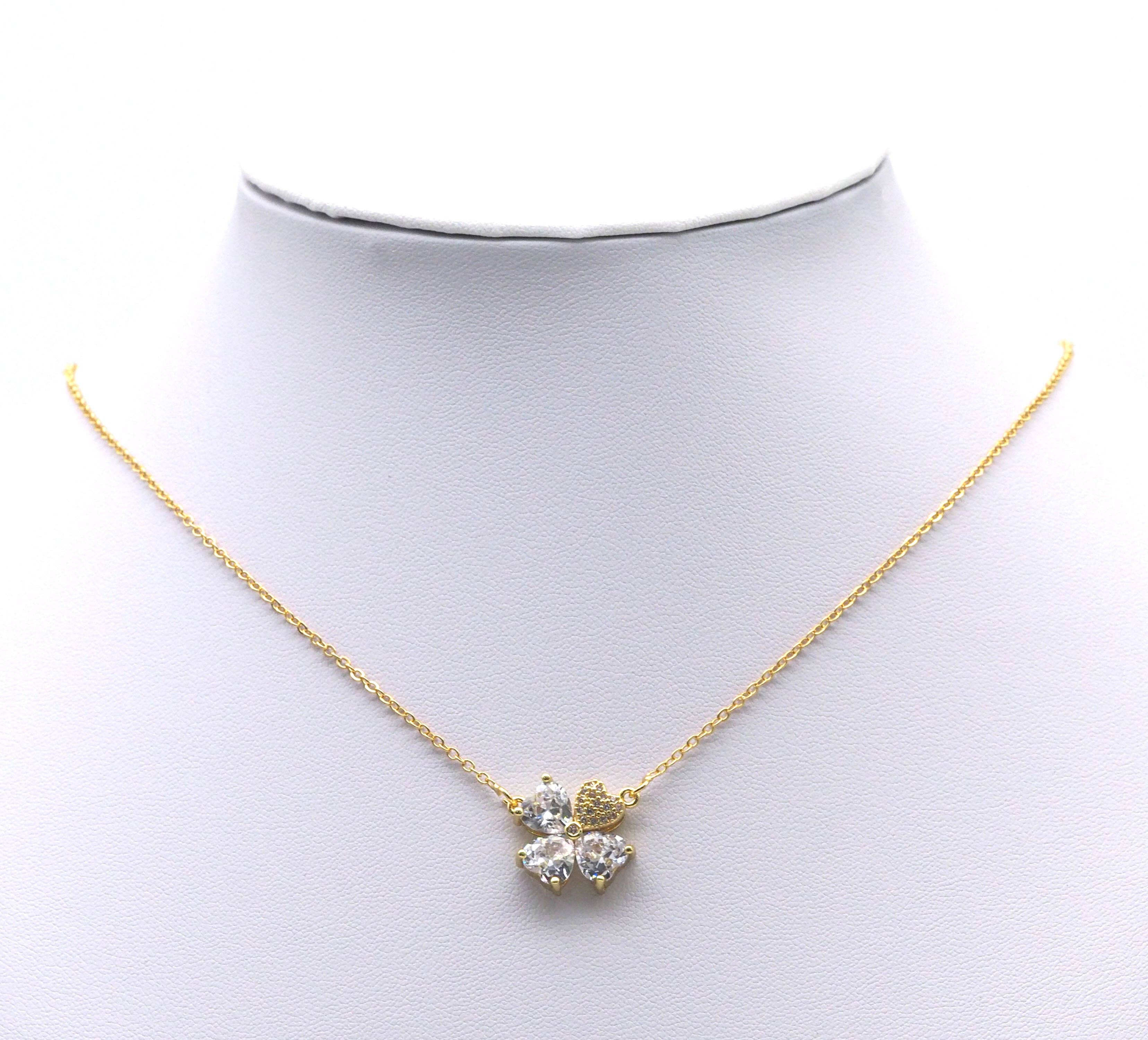 Crystal Heart Clover Charm Connector, Sku#L701