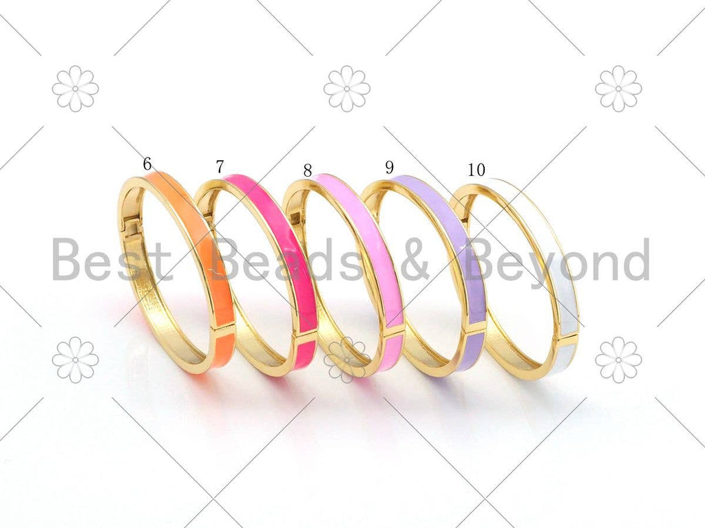 Thick Colorful Enamel Bracelet, Fully Around Enamel Bracelet, stacking bracelet, Stackable Bracelet, 7x66mm,Sku#X268C