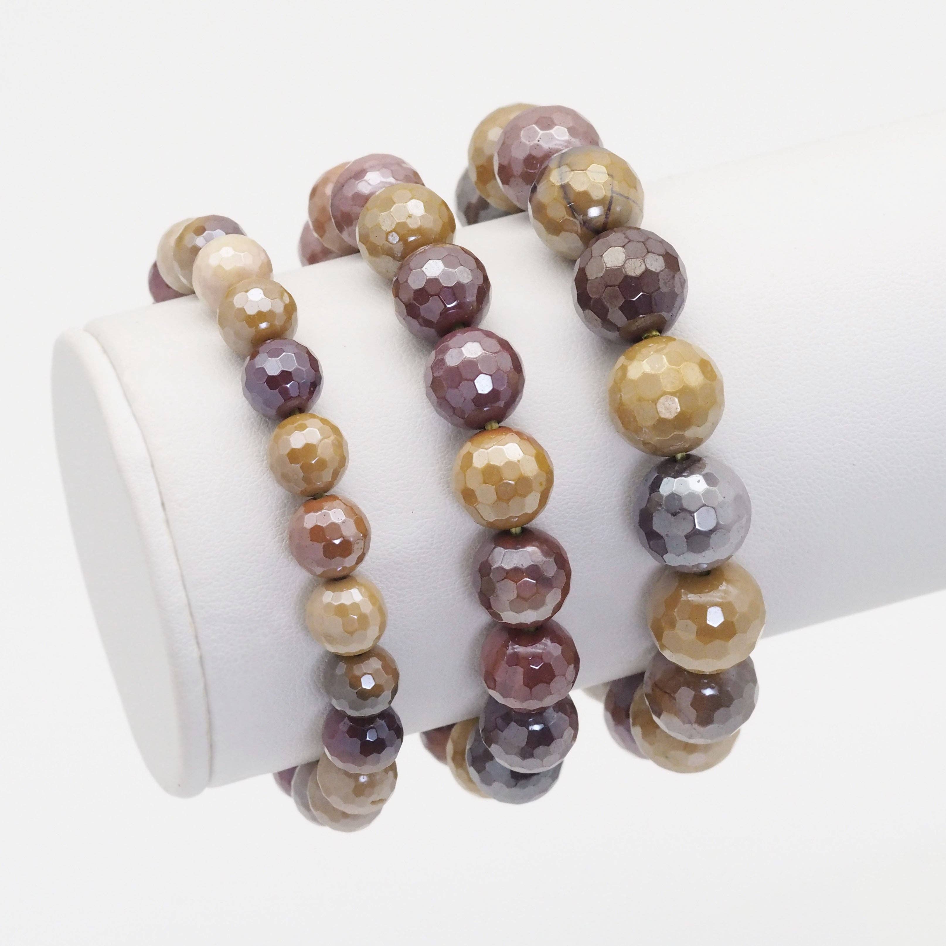 Mystic Mookaite Round Faceted Stretchy Bracelet, Sku#EF419