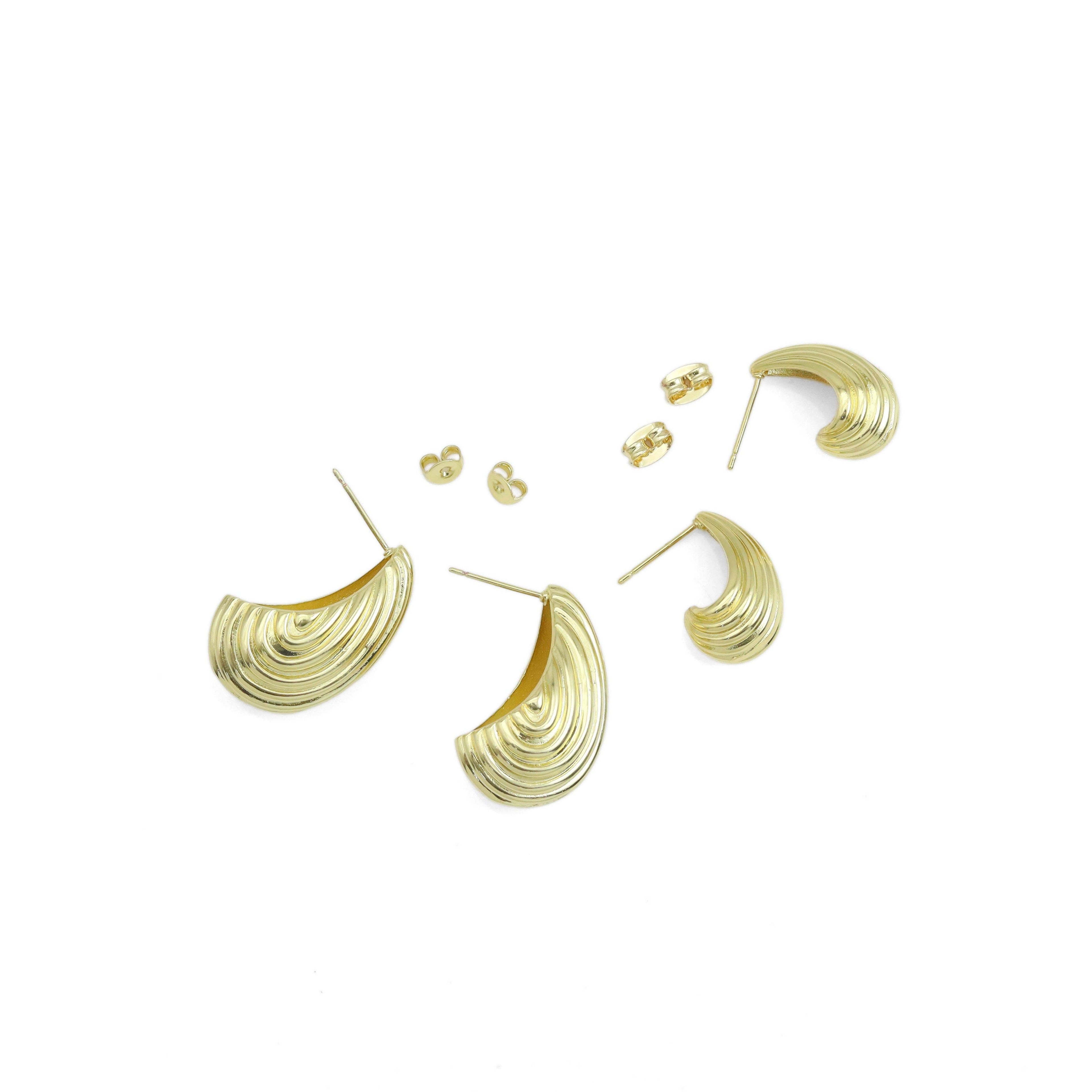 Silver Gold Shell Drop Earrings, Sku#A266