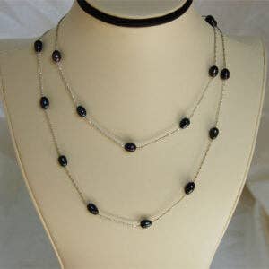 Double Layer Freshwater Pearl Dainty Silver Chain Necklace, sku#PBW2