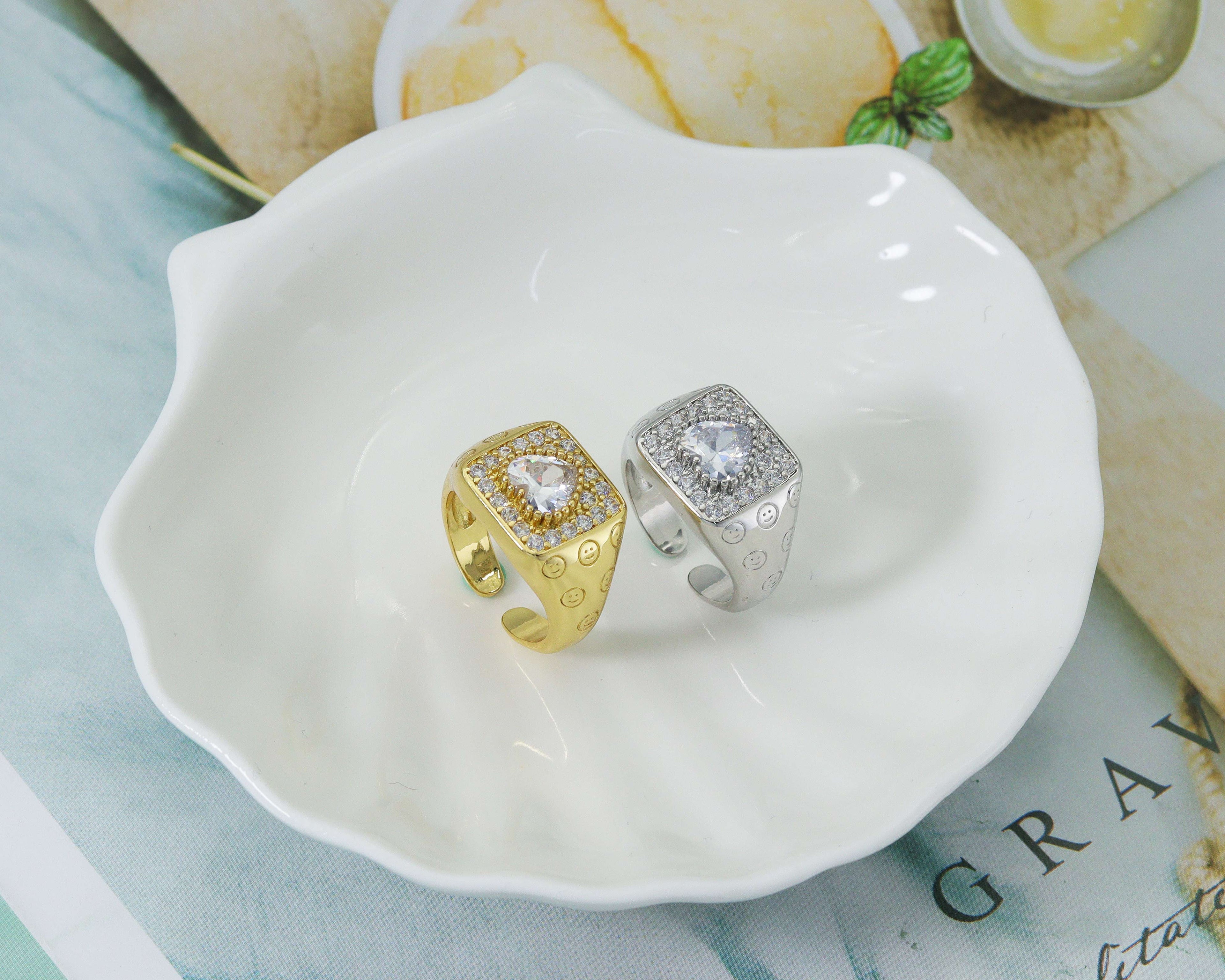 CZ Heart Adjustable Ring, Sku#B169