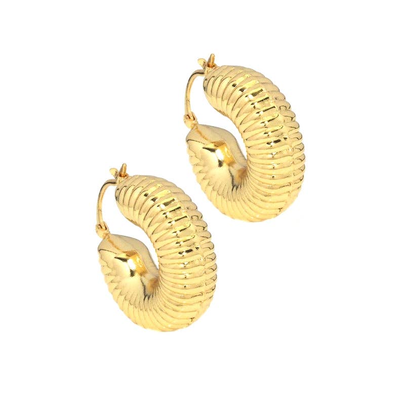 Gold Thick Spiral Hoop Earrings, Sku#LX199C