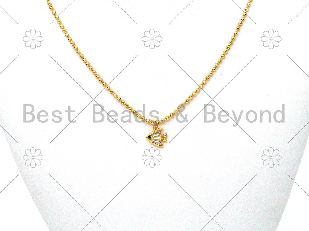Big Clear CZ Micro Pave Fish Shape Pendant/Charm,18K Gold Filled Fish Charm, Necklace Bracelet Charm Pendant,11x12mm,Sku#Y491