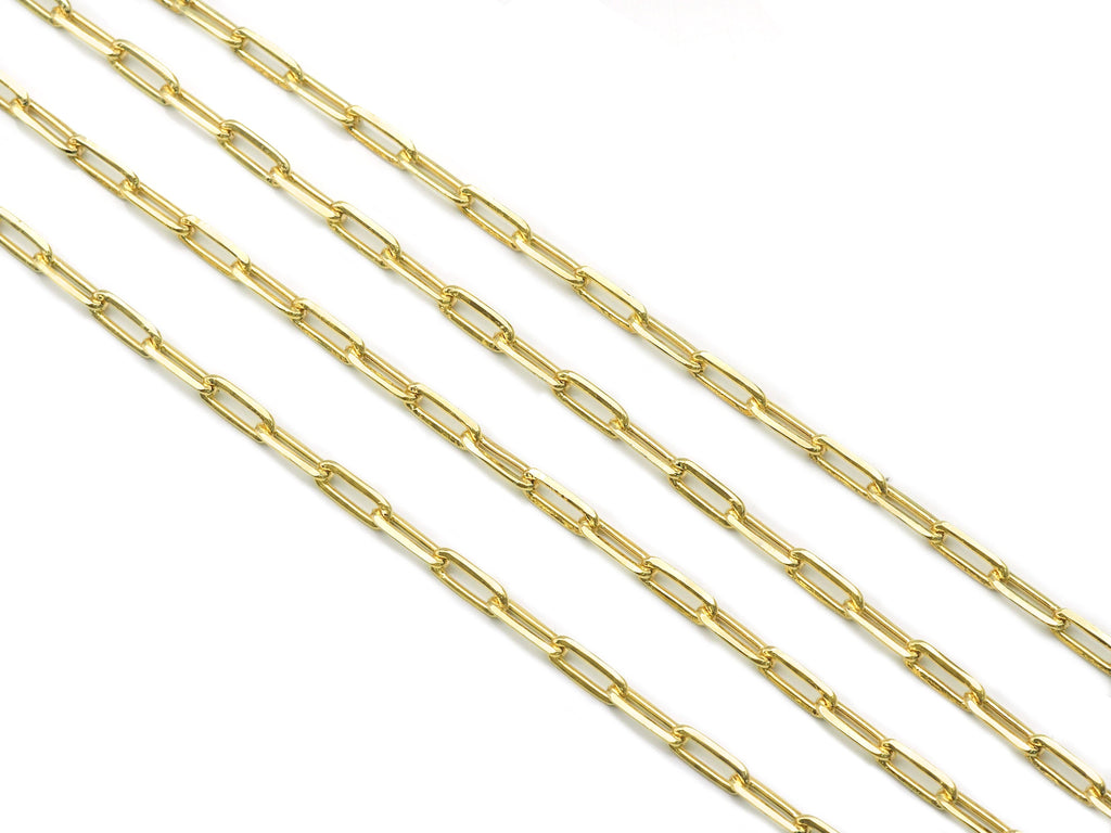18K Gold Color Thick Link Paperclip Chain by Yard, sku#LS02
