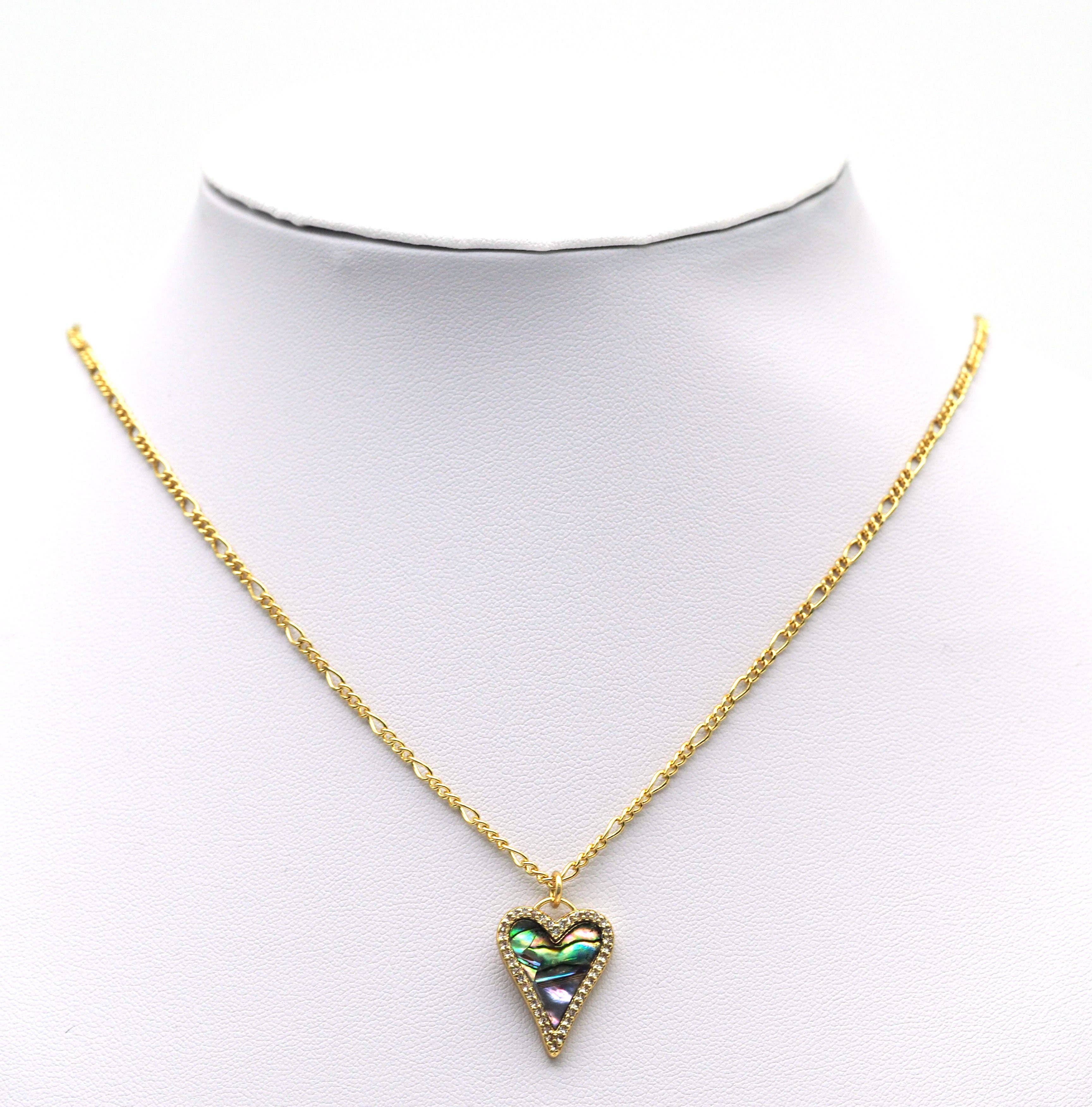 Gold Abalone heart Charm, Sku#L664