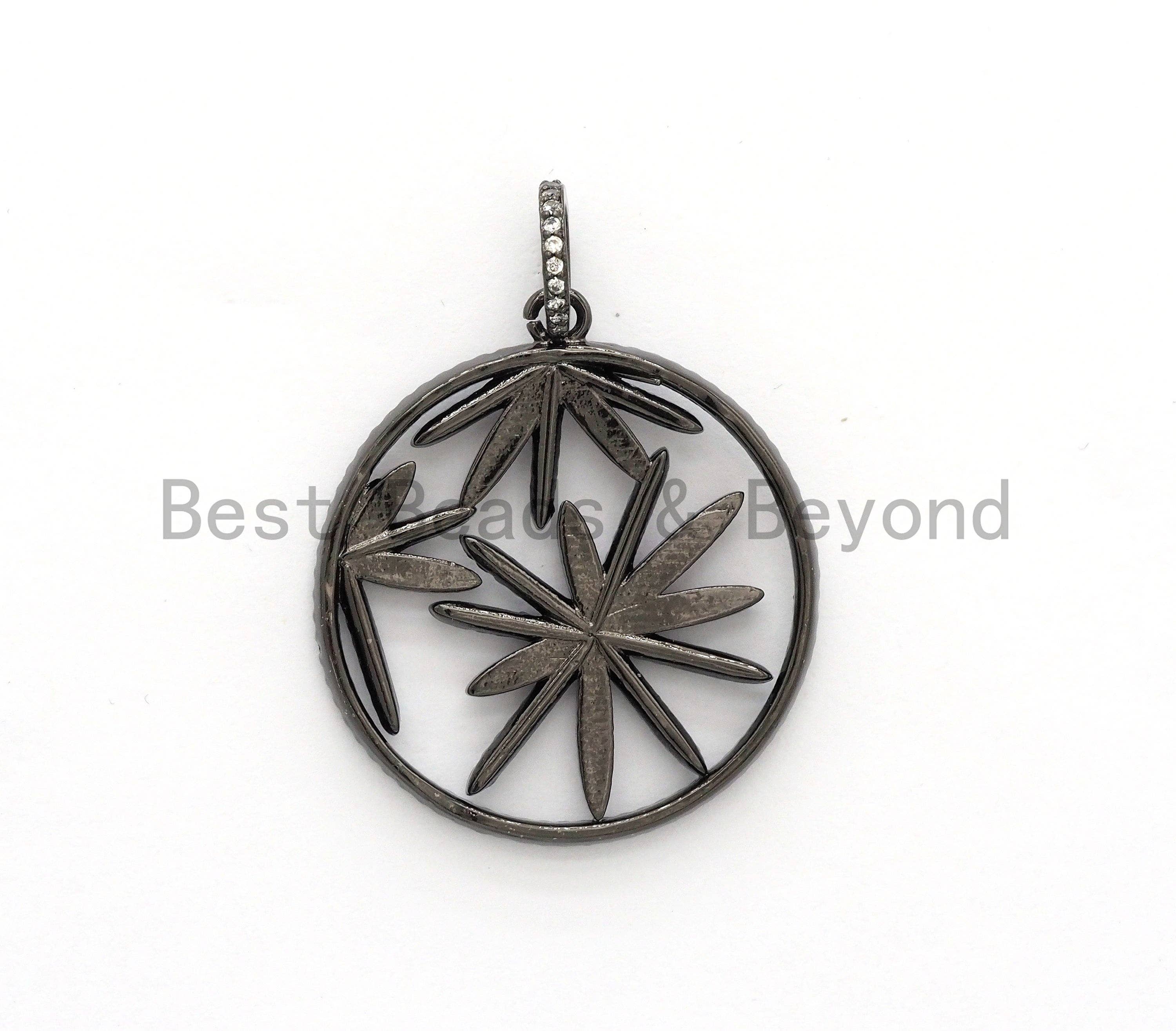 NEW Enamel Colorful Round With Pink Flower Pendant,CZ Micro Pave Oil Drop Round pendant,Enamel pendant,Enamel Jewelry,32x36mm,sku#F575