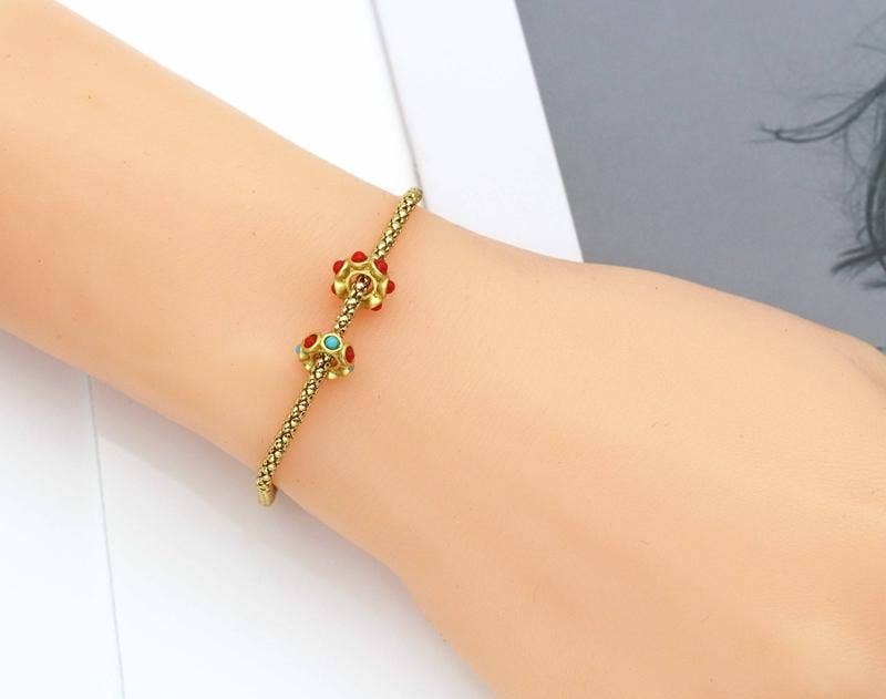 Gold Enamel Doughnut Spacer Beads, Sku#LX69c