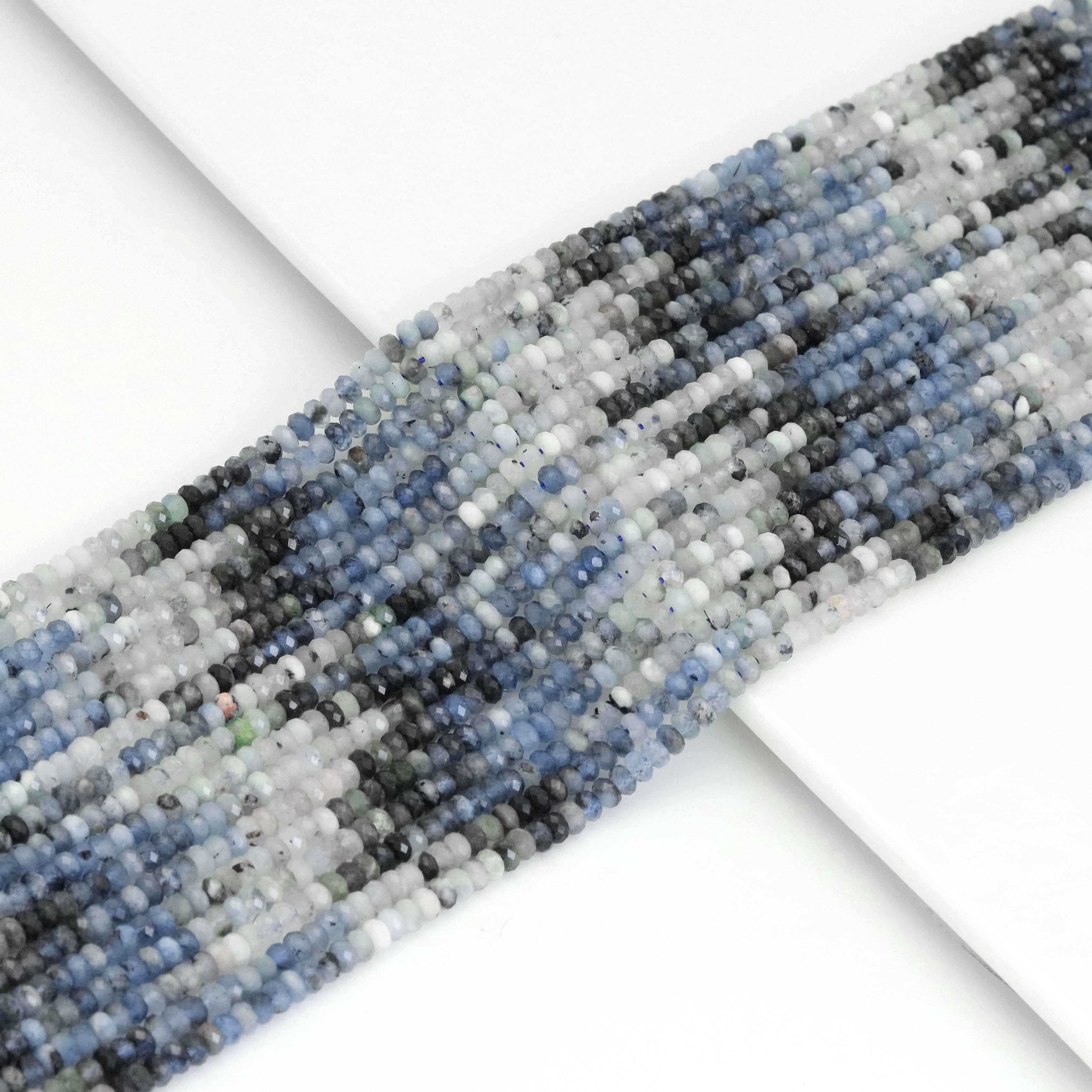 3x4mm Genuine Aquamarine Rondelle Faceted Beads, Sku#U1941