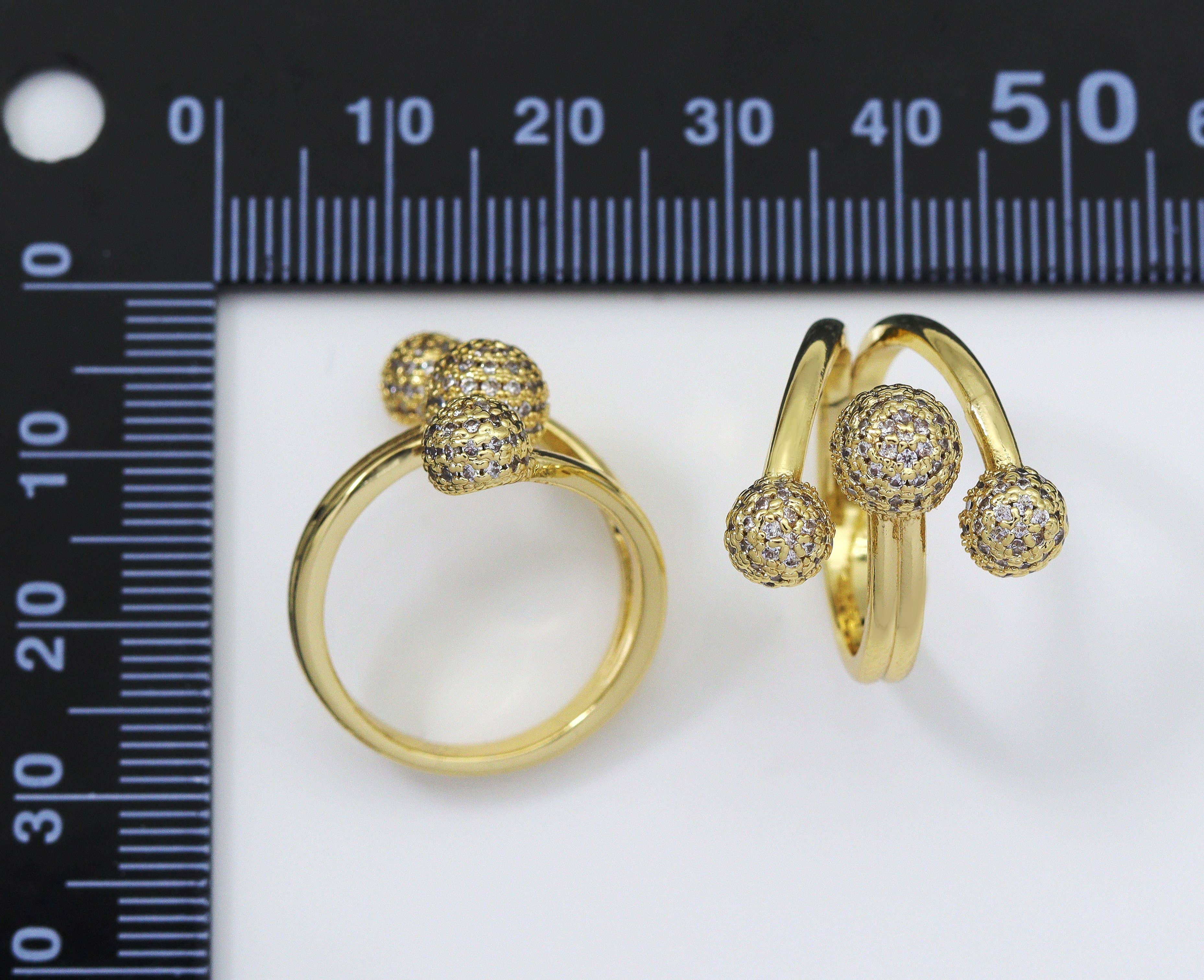 CZ Triple Ball Adjustable Ring, Sku#LD253