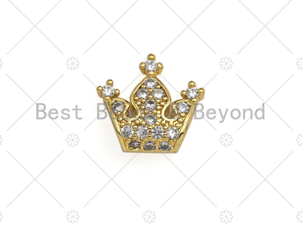 CZ Micro Pave Gold Spacer Crown Beads, Gold Crown Charm,  Crown Beads, Jewelry Findings, 15mm, sku#LK45