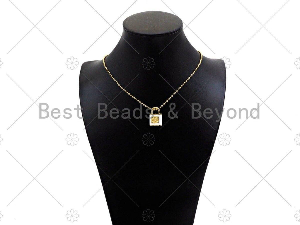 Gold Filled Colorful Enamel Lock Shape Pendant, 18K Gold Filled Lock Enamel Charm, Enaeml Jewelry,15x22mm,Sku#LK361