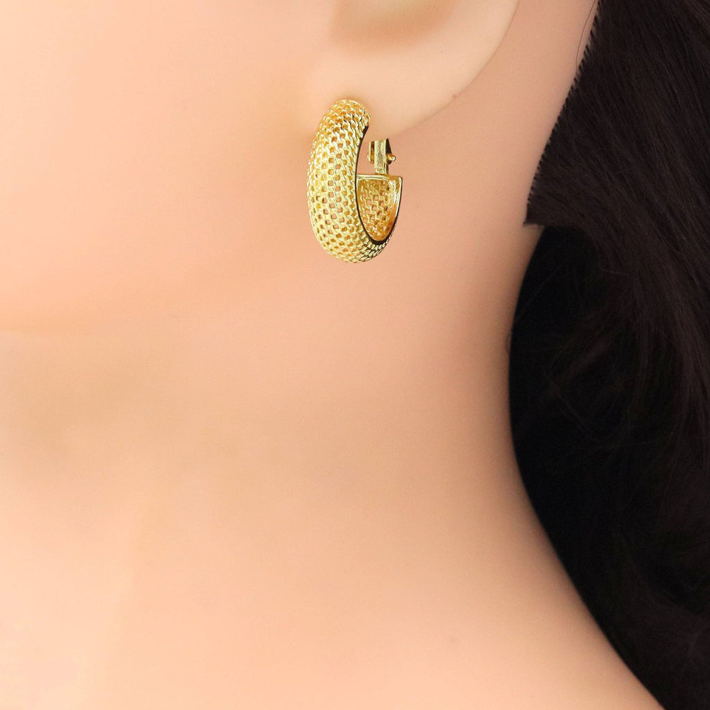 Hollow Out Thick Band Latch Back Earrings, Sku#LX680