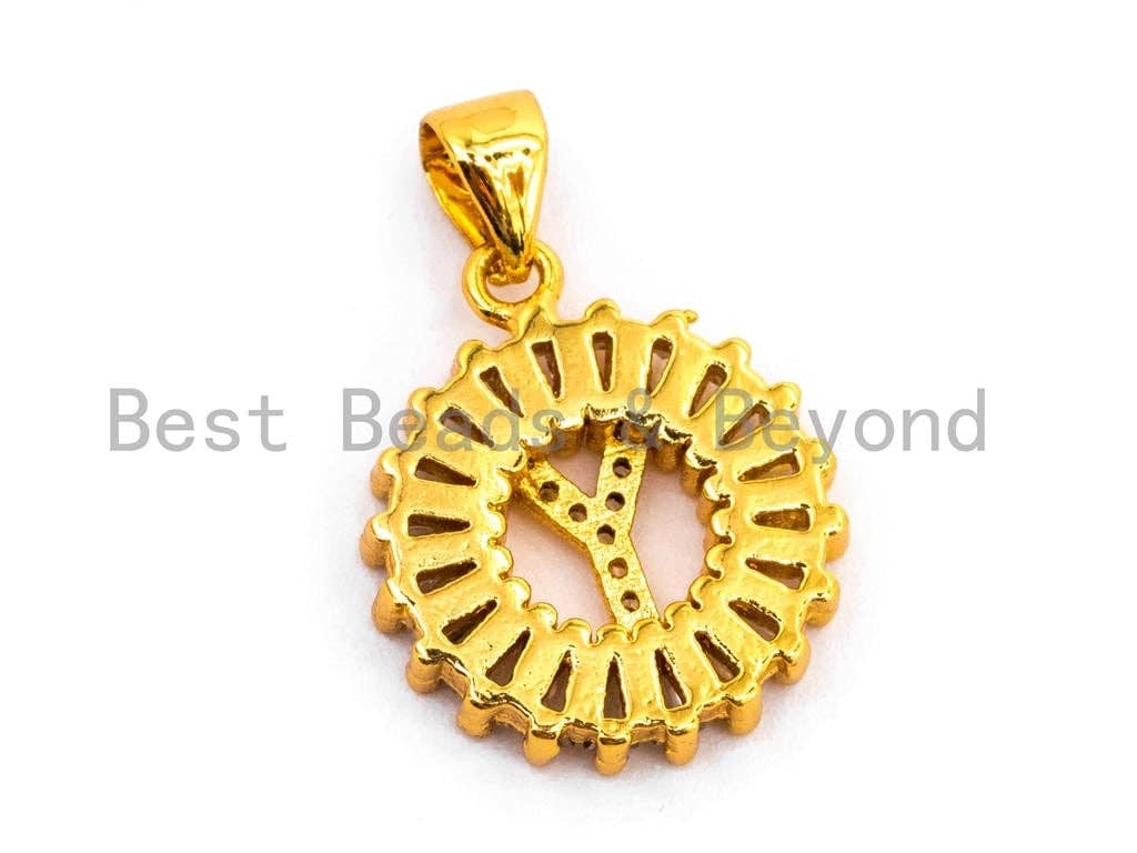 CZ Micro Pave Initial Letter X, Letter Y, Letter Z Pendent, Cubic Zirconia Pave Alphabet Beads Pendent, Gold/Silver Finish,16x18mm,sku#Z242