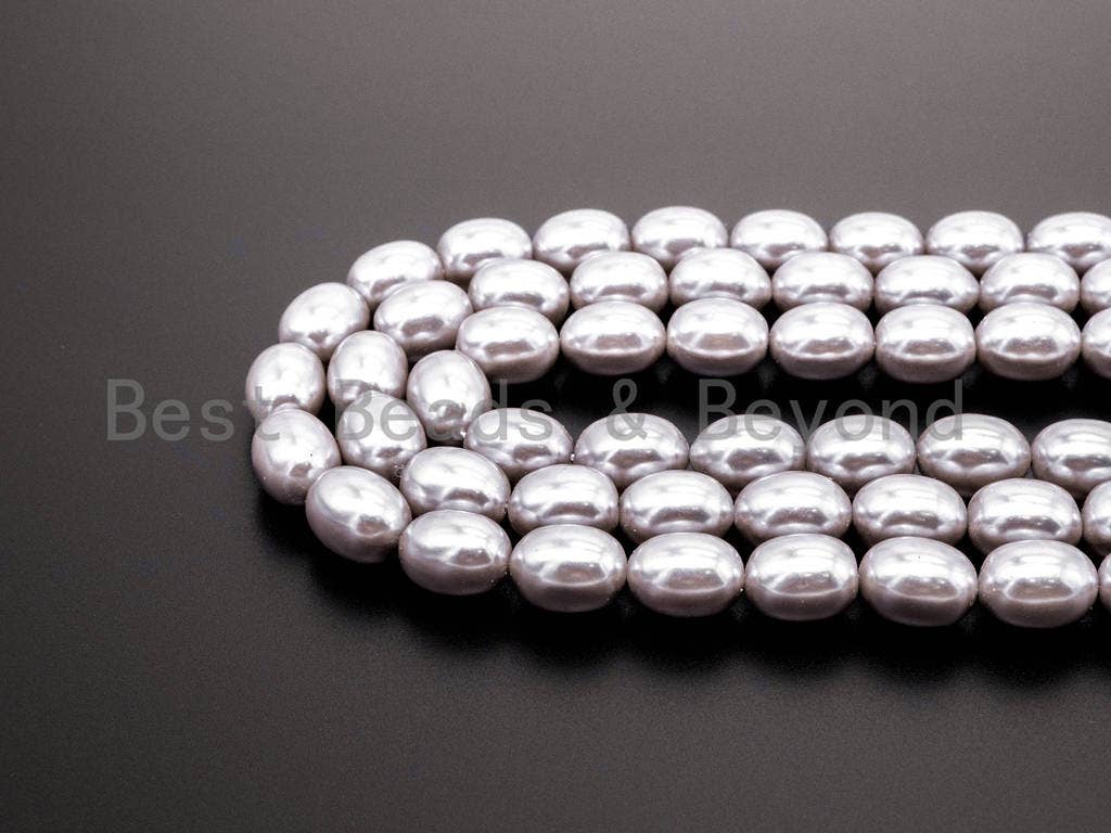 Gray  Natural Mother of Pearl beads,10x13mm/16x19mm Pearl Oval beads, Loose Oval Smooth Pearl Shell Beads, 16inch strand, SKU#T76
