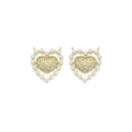 Gold CZ Pearl Edge Heart Pendant, Sku#LK883