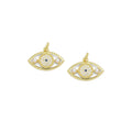 CZ White Pearl Gold Evil Eye Charm, Sku#Y935