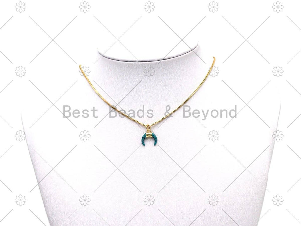 Blue/White OX Horn Pendant, Horn Charm, Sku#Y597