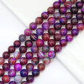 14mm Purple Blue Red Banded Agate Round Beads, Sku#U1793