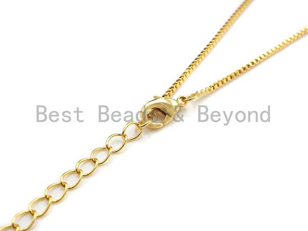 Multi-Color CZ Micro Pave Stars Necklace, Sku#F860P51