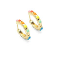 Gold Colorful Enamel Hoop Earrings, Sku#Y781