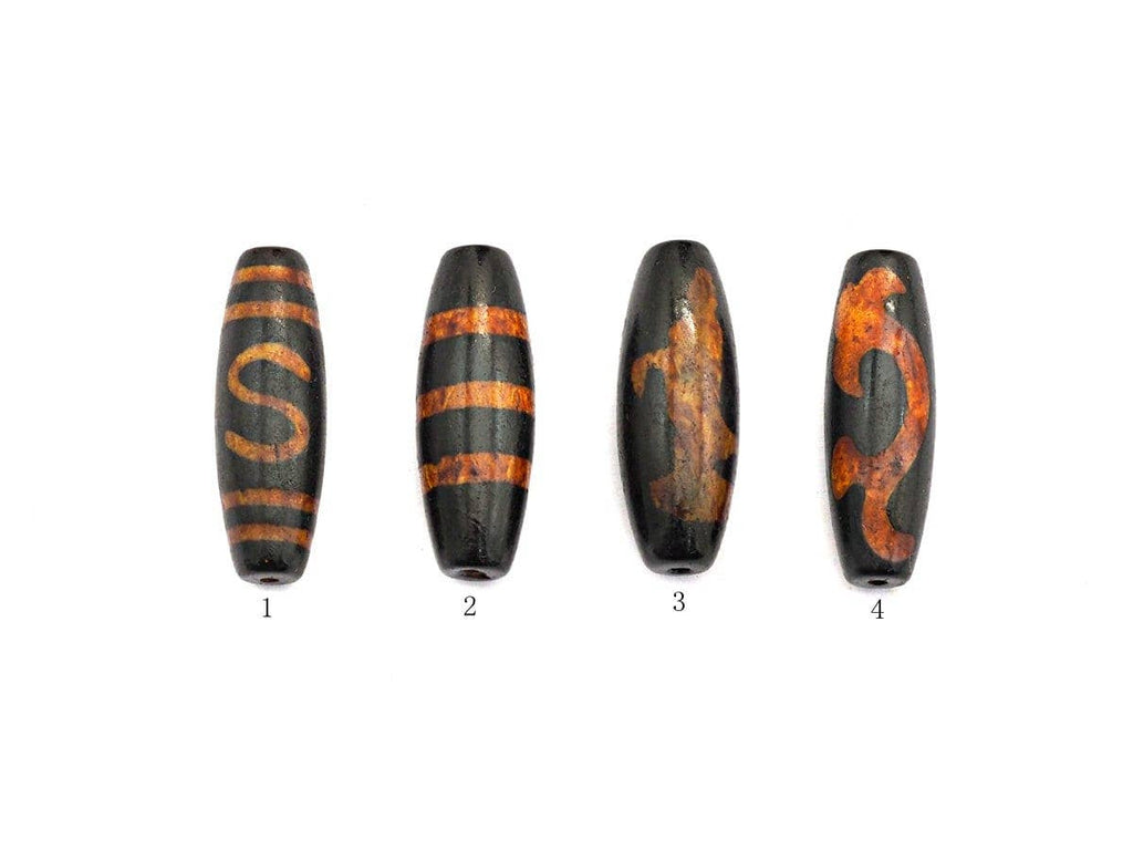 Natural Tibetan Agate Long Oval Shape Beads, Black Brown Dzi beads, Barrel Agate Beads, 10x30mm, sku#U561