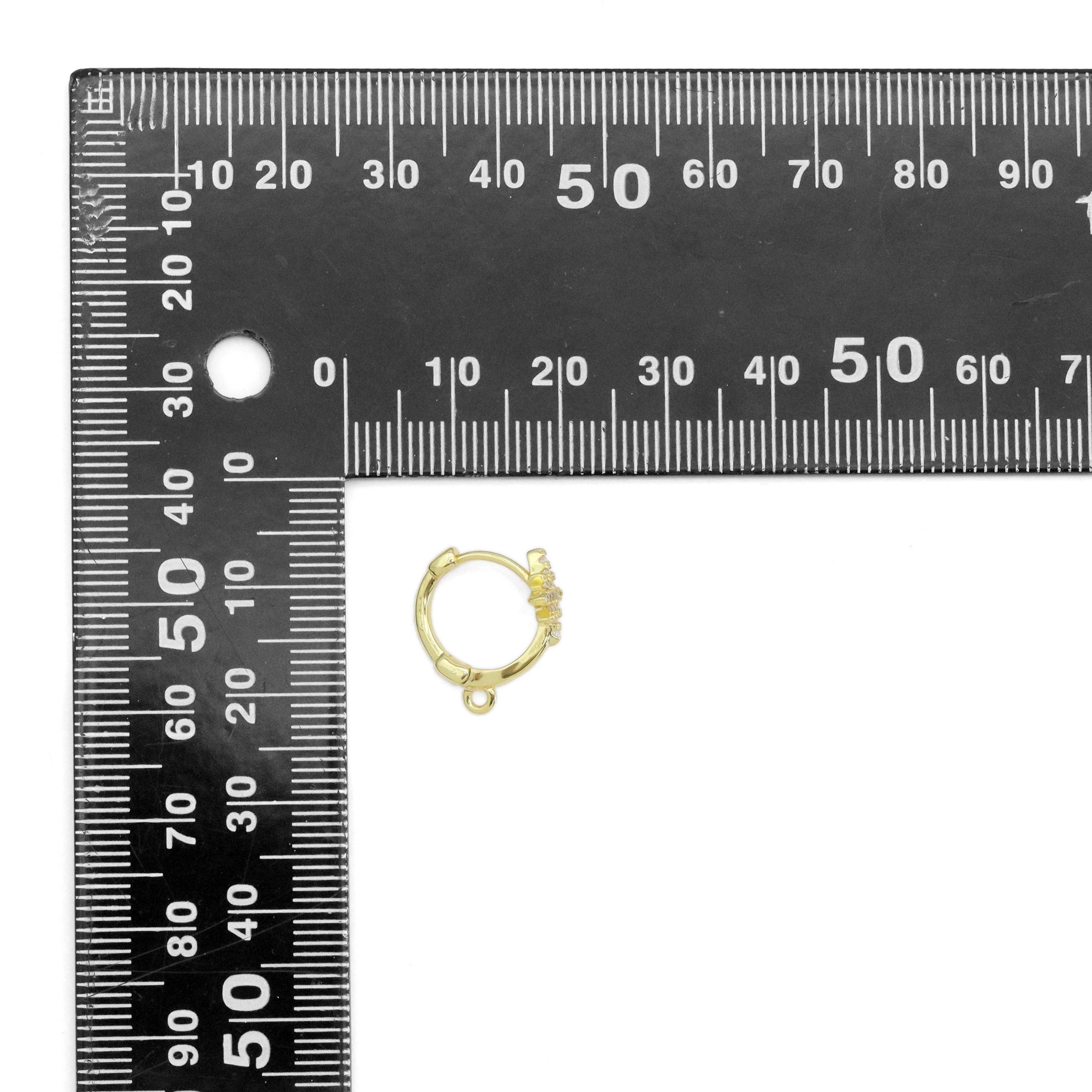 CZ Gold North Star Huggie Earrings, Sku#ZX179
