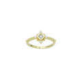 Clear Rhombus CZ Diamond Shaple Gold Adjustable Ring, Sku#LD579c