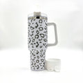 40oz Bundle Cheetah Leopard Laser Etched Stainless Tumbler with Rubber Bumper Straw cover and Spill Proof Stopper
