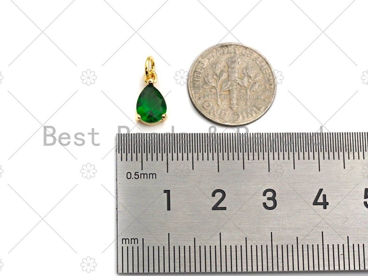 Colored Stone Teardrop Shaped Charm, Blue/Green/Red Gold Teardrop Charm, Charms for Earrings, Bracelet Jewerly Making, 6x11mm, sku#Z1155