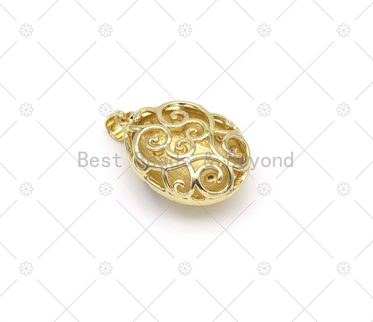 CZ Oval Ball Charm, Sku#JD09