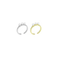 Gold Silver Three Pearl Thin Adjustable Ring, Sku#LX757