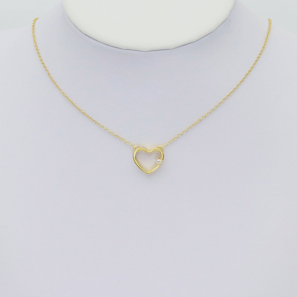 Gold CZ Open Heart Connector Charm, Sku#Y927