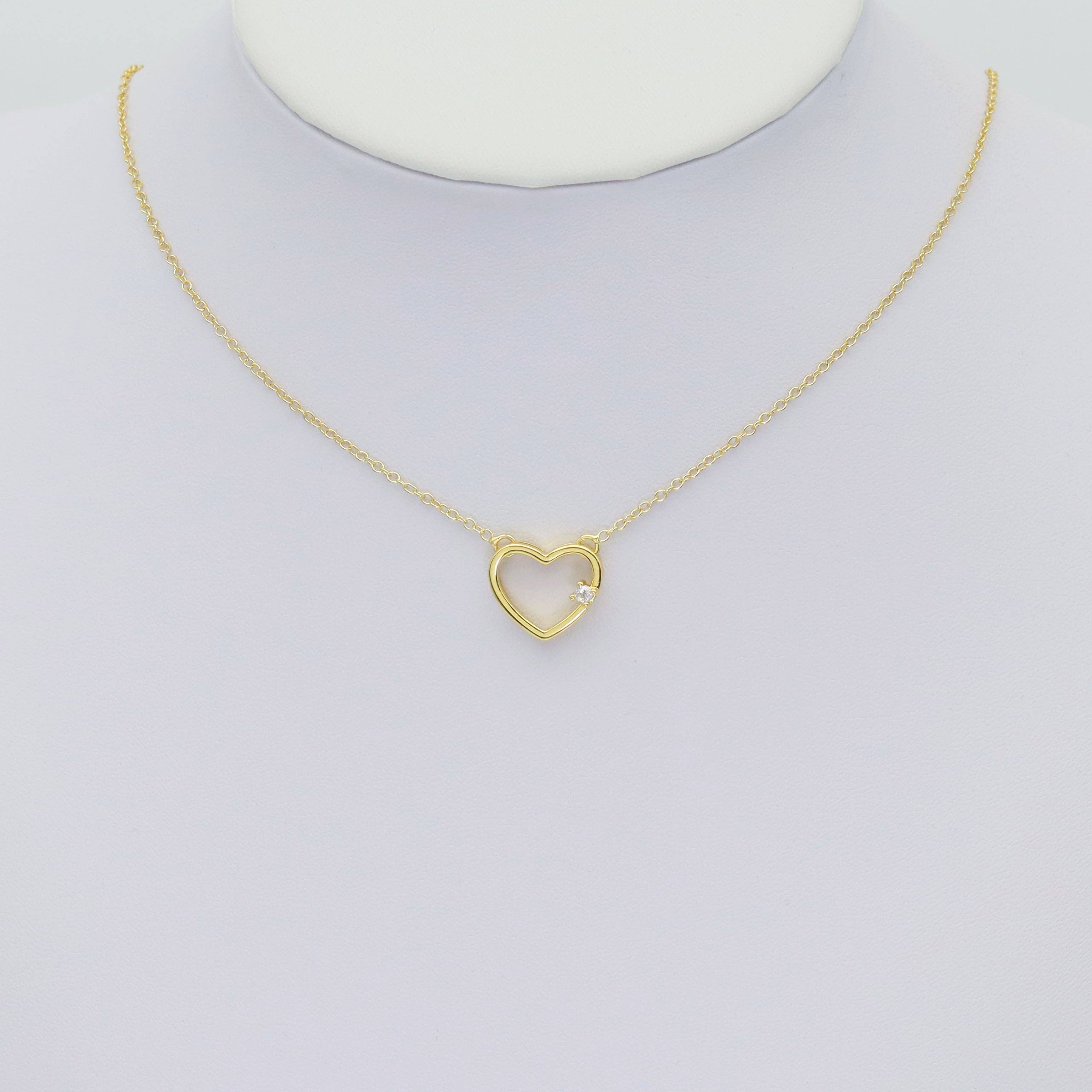 Gold CZ Open Heart Connector Charm, Sku#Y927