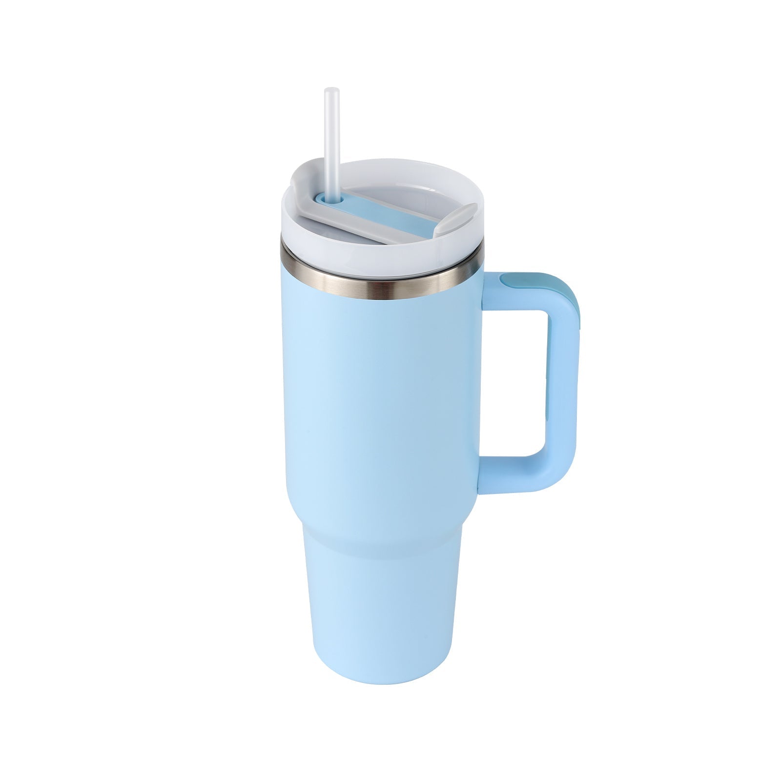 Gobelet isotherme 1,2 L avec poignée et paille, en acier inoxydable, anti-déversement, tasse à café isotherme sous vide avec couvercle, mug conique, cadeaux pour la Saint-Valentin, convient pour la voiture, la salle de sport, le bureau, les voyages