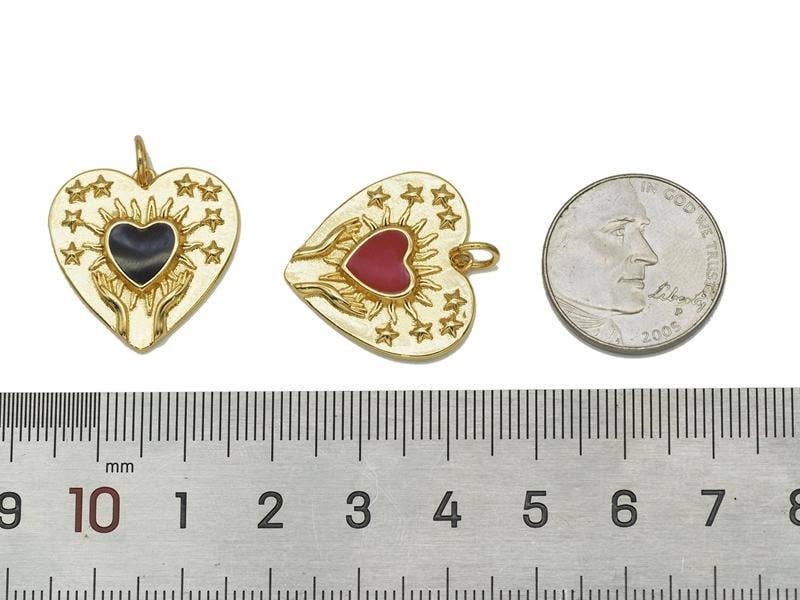 Enamel Heart Pendant, Sku#Z1433