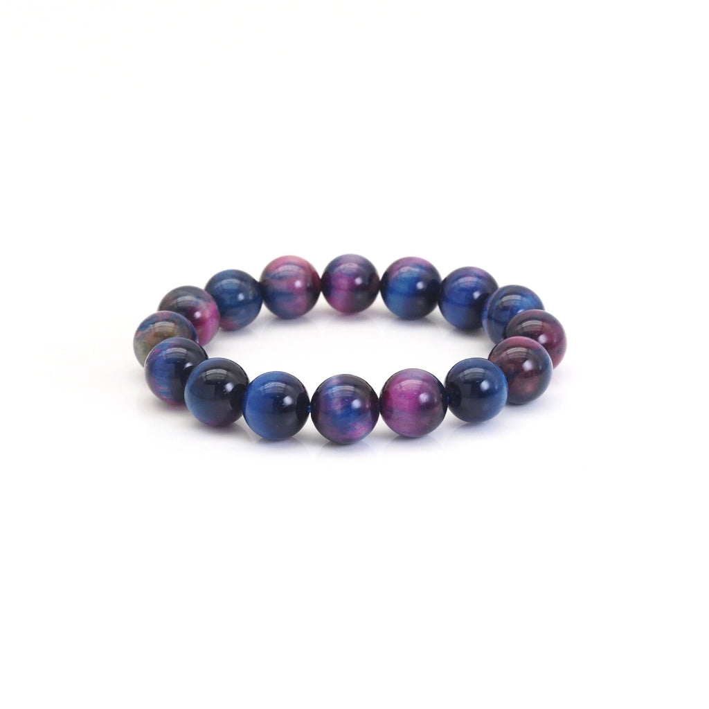 Galaxy Tiger Eye Round Smooth Stretchy Bracelet, Sku#EF439