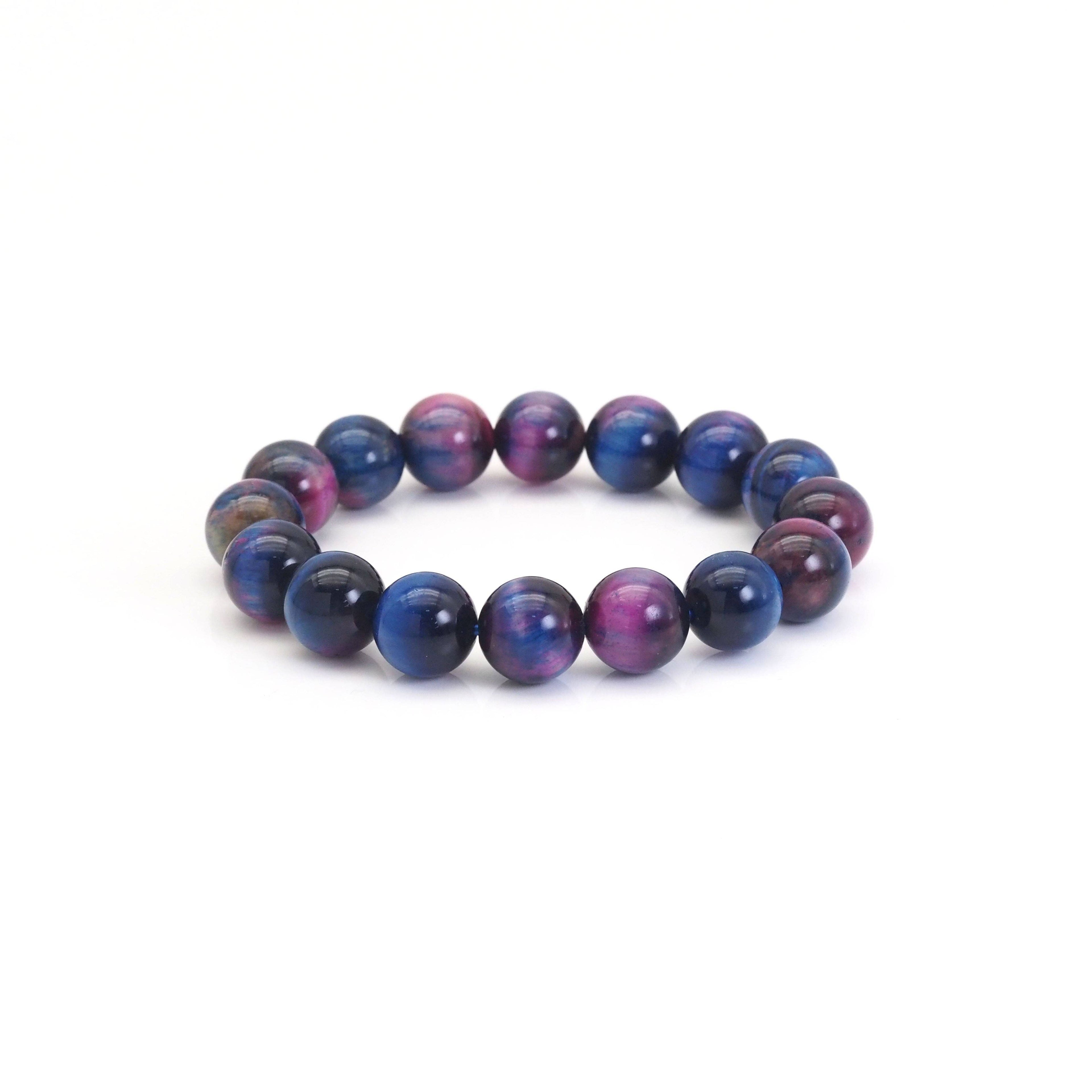 Galaxy Tiger Eye Round Smooth Stretchy Bracelet, Sku#EF439