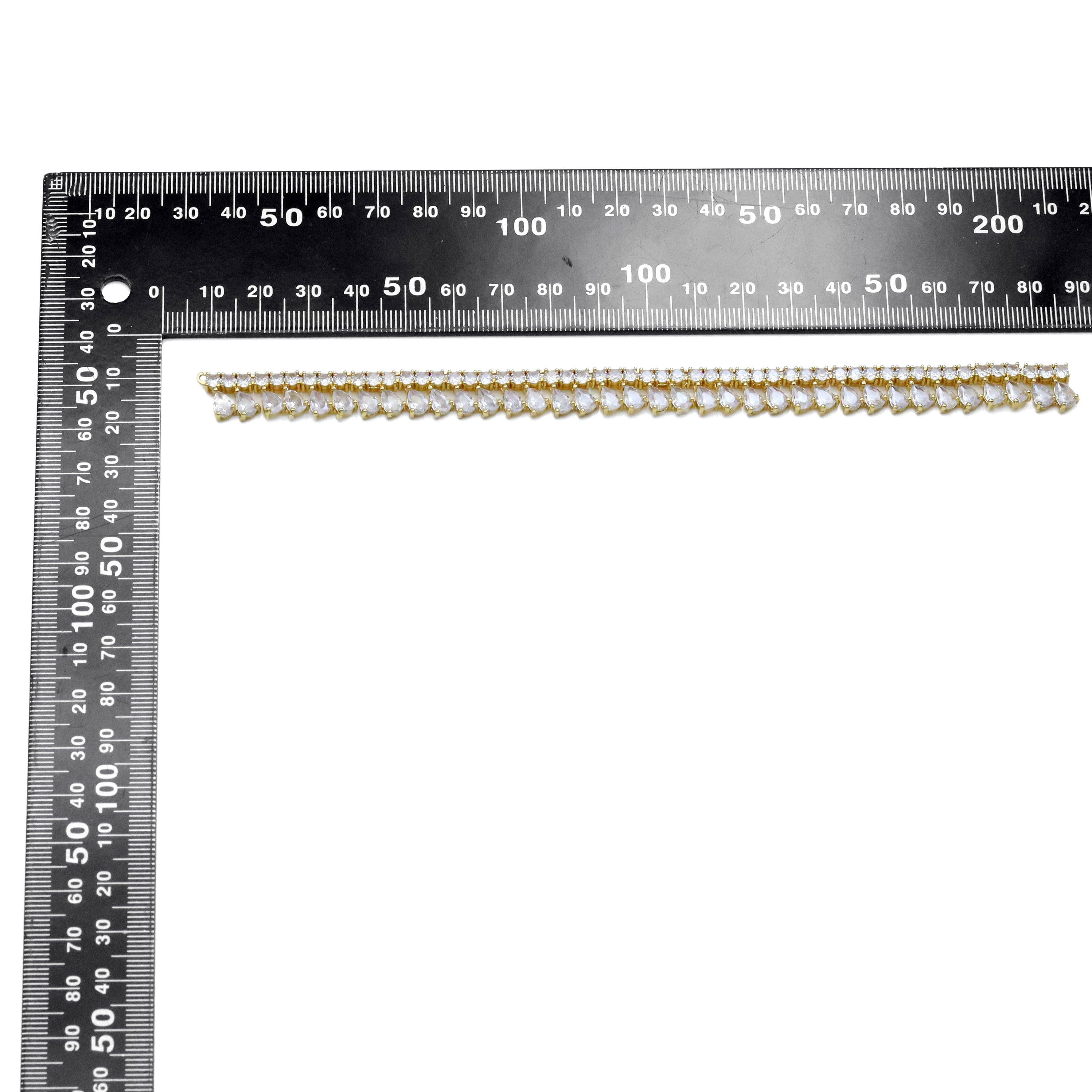 Gold Silver CZ Teardrop Dangle Tennis Chain Connector, Sku#A263