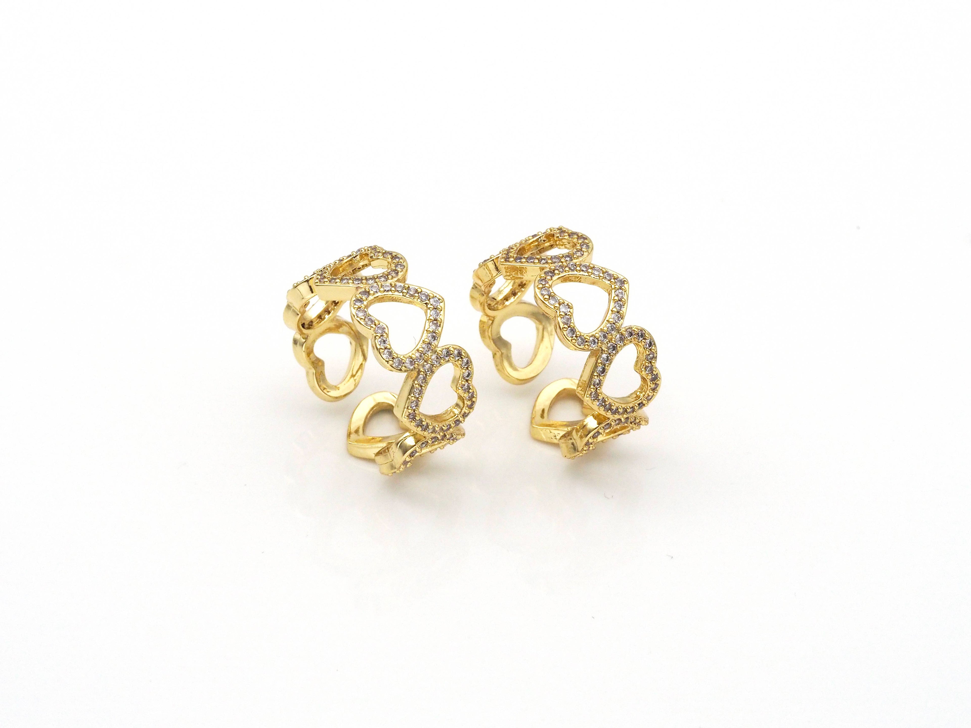 CZ String Open Hearts Ring, Sku#X220