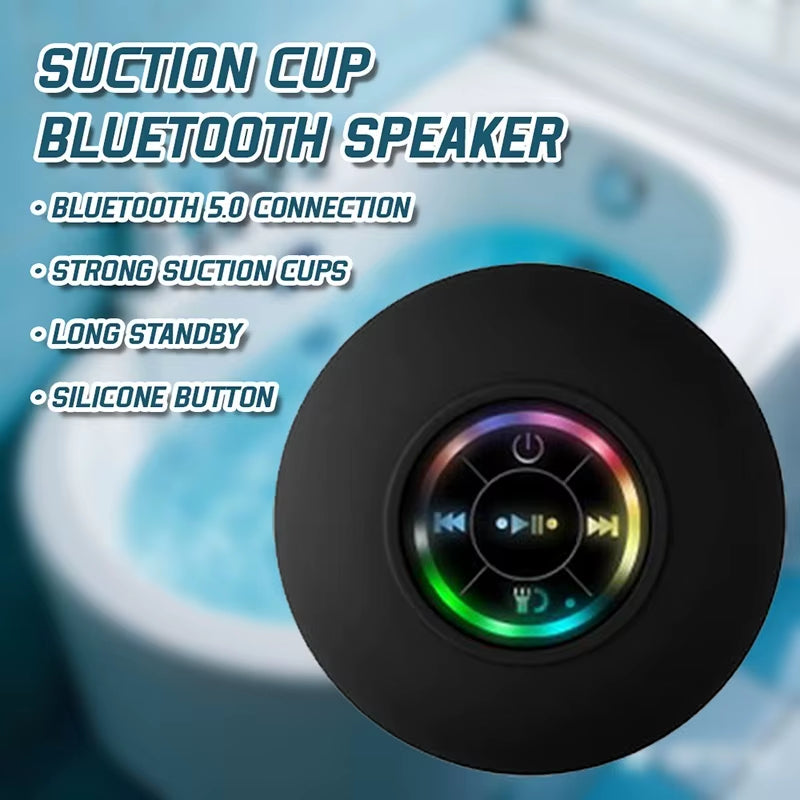 Portable Waterproof Bluetooth LED Speaker with Suction Cup - Perfect for Bathroom and Outdoor Use!