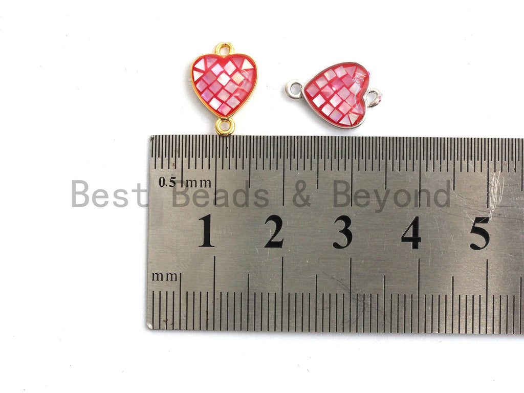 100% Natural Heart Shape Hot Pink Connector with Gold/Silver Plated Edging, Fuchsia pink Connector, Shell Connector, 10x14mm,SKU#Z276