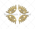 Clear CZ Micro Pave Evil Eye With Long Eyelash Shaped Pendant/Charm, Sku#L300