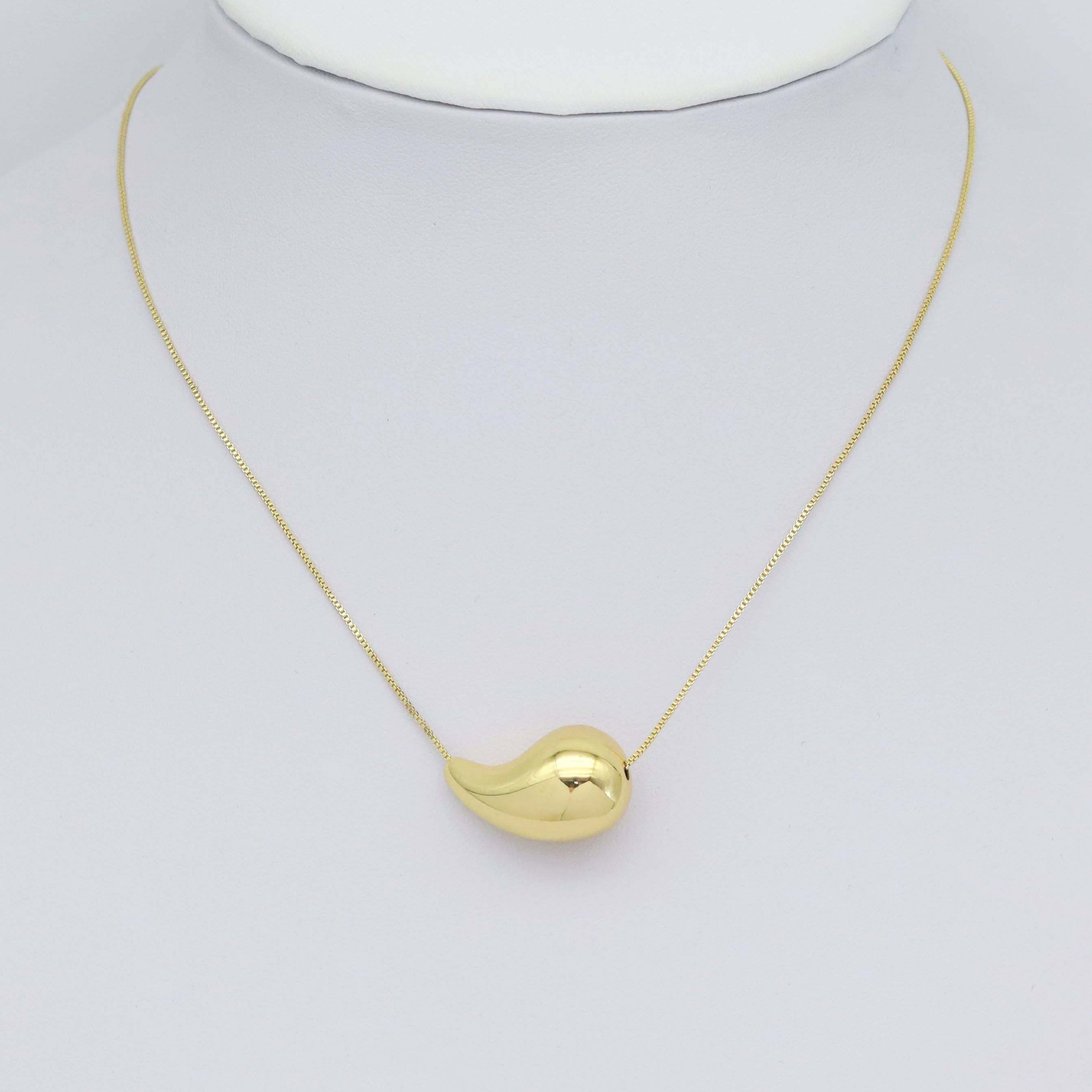 Gold Silver Teardrop Charm Pendant, Sku#JL199